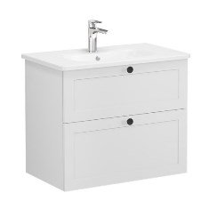 Vitra Root Classic 68863 Lavabo Dolabı, İki Çekmeceli, 80 Cm, Mat Açık Gri, Yuvarlak Lavabolu